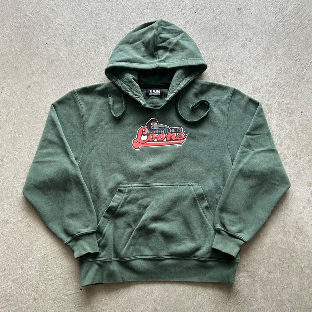 Vintage Great Lake Loons Sweatshirt Size Small Green Hoodie 2006 MiLB‎ Baseball
